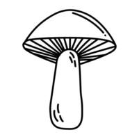 Simple vector doodle. Sketch drawing of forest mushroom. Easy to change color.