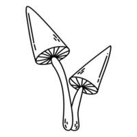 Simple vector doodle. Sketch drawing of forest mushroom. Easy to change color.