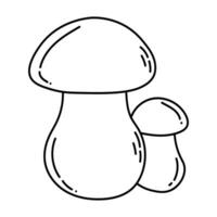 Simple vector doodle. Sketch drawing of forest mushroom. Easy to change color.