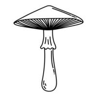 Simple vector doodle. Sketch drawing of forest mushroom. Easy to change color.