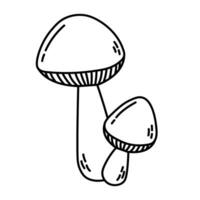 Simple vector doodle. Sketch drawing of forest mushroom. Easy to change color.