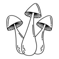 Simple vector doodle. Sketch drawing of forest mushroom. Easy to change color.