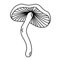 Simple vector doodle. Sketch drawing of forest mushroom. Easy to change color.