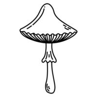 Simple vector doodle. Sketch drawing of forest mushroom. Easy to change color.