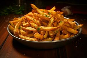 Image of potato fries with sauce photo