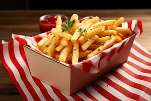 Image of potato fries with sauce photo