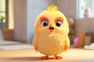 3D render of adorable cute chick photo