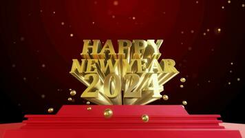 Gold happy new year 2024 text with firework video
