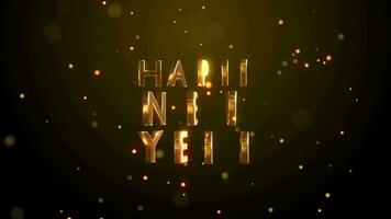 Gold happy new year text with firework video