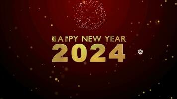 Gold happy new year 2024 text with firework video