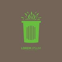 A vector of dustbin logo silhouette and trash bin icon