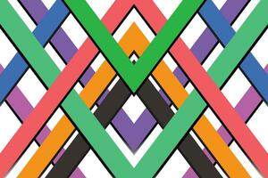 Colorful abstract design made up of multiple lines arranged in a zigzag pattern. The lines are of various colors including blue, green, red, and yellow, and they are arranged in a diagonal pattern vector