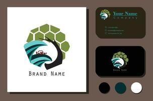 hexagon tree business logo vector