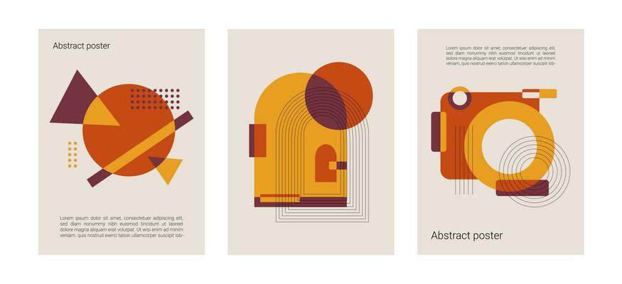 Bauhaus posters with different geometric elements. Set of minimal vintage geometric design poster