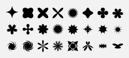 Set of black bauhaus shapes. Futuristic y2k elements vector