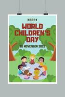 Happy International Children Day a Vector Poster Template