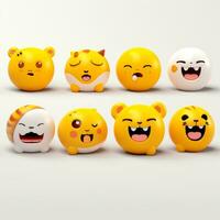 Set of animal faces, face emojis, stickers, emoticons,cartoon funny mascot characters face set, Generative AI illustration photo