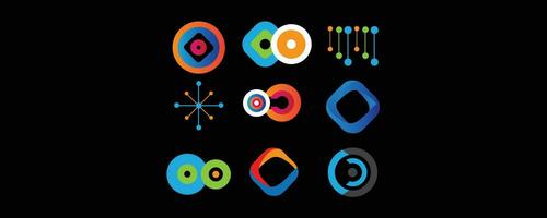 Abstract Logo set mordern techno design vector