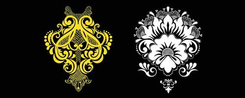 Set of damask ornamental element vector design