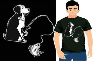 Fishing by Dogs, A Unique Bond Between Dog and Fish Lovers. vector