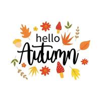 Hola otoño temporada tarjeta vector