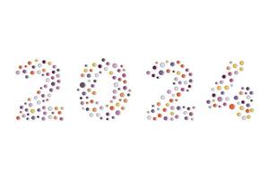 2024 number with pattern shapes for Happy New Year vector