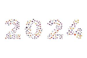2024 number with pattern shapes for Happy New Year vector
