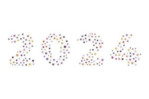 2024 number with pattern shapes for Happy New Year vector