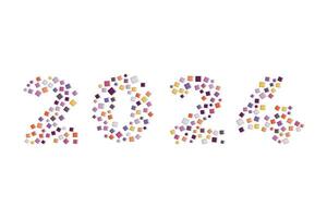 2024 number with pattern shapes for Happy New Year vector