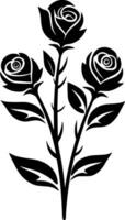 rosas - negro y blanco aislado icono - vector ilustración