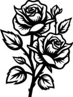 rosas - negro y blanco aislado icono - vector ilustración