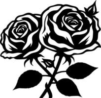 rosas - negro y blanco aislado icono - vector ilustración