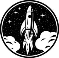 Rocket - Black and White Isolated Icon - Vector illustration