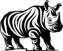 Rhinoceros, Black and White Vector illustration