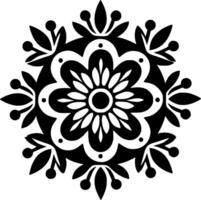 mandala - negro y blanco aislado icono - vector ilustración