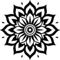 Mandala - Black and White Isolated Icon - Vector illustration