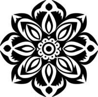 mandala - negro y blanco aislado icono - vector ilustración