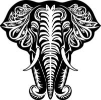 Elephant - Black and White Isolated Icon - Vector illustration