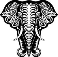 elefante - negro y blanco aislado icono - vector ilustración