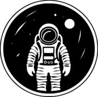 astronauta - negro y blanco aislado icono - vector ilustración