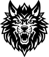 lobo - negro y blanco aislado icono - vector ilustración