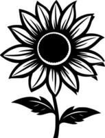 Sunflower, Black and White Vector illustration