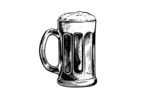 Mug of beer. Vector engraved color vintage illustration isolated on white background. photo