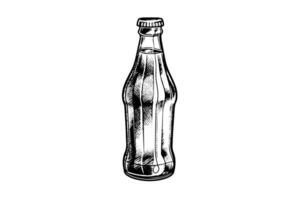 Glass bottle of soda. Ink sketch of cola hand drawn vintage vector illustration photo