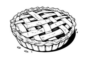 Apple pie hand drawn engraving style vector illustration photo