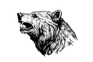 oso cabeza lado ver logotipo vector grabado estilo ilustración foto