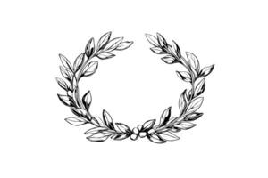 Laurel wreath vintage Baroque frame border monogram engraving vector illustration. photo