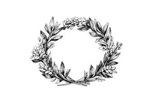 Laurel wreath vintage Baroque frame border monogram engraving vector illustration. photo