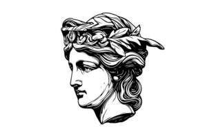 Antique statue head of greek sculpture sketch engraving style vector illustration. photo