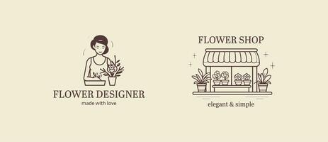 Vector logotype for flower shop, luxury beauty salon, fashion, skincare, cosmetic. photo